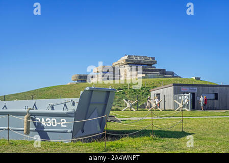 Musée Mémoire 39-45, WK 2-Museum in deutscher Graf Spee Schiffsartillerie Batterie command Post, Plougonvelin, Finistère, Bretagne, Frankreich Stockfoto