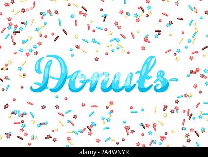 Karte mit dekorativen Donut Streuseln. Stock Vektor