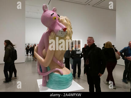 'Pink Panther' Porzellan Skulptur von Jeff Koons im Museum of Modern Art, New York Stockfoto