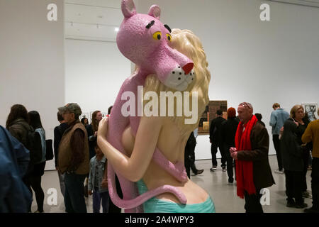 'Pink Panther' Porzellan Skulptur von Jeff Koons im Museum of Modern Art, New York Stockfoto