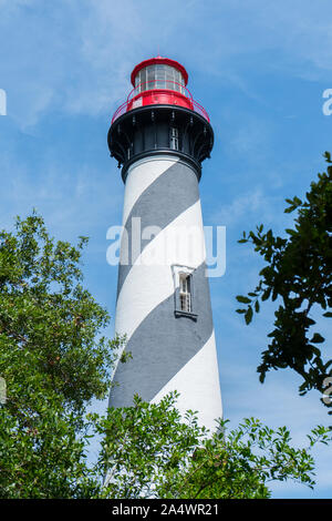 St. Augustine Leuchtturm mit schwarzen und weißen Streifen. Stockfoto