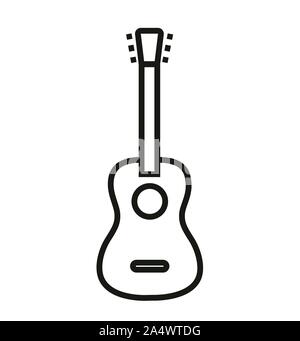 Gitarren Icon Vektor akustisches Musikinstrument Zeichen isoliert Stock Vektor