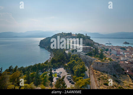 Top Aussicht über Stadt Nafplio, Griechenland Stockfoto