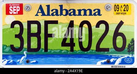 Alabama Nummernschild, USA Stockfoto