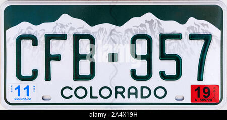 Colorado License Plate, USA Stockfoto