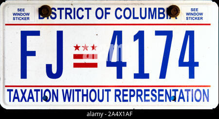 Distrikt von Columbia Nummernschild, USA Stockfoto