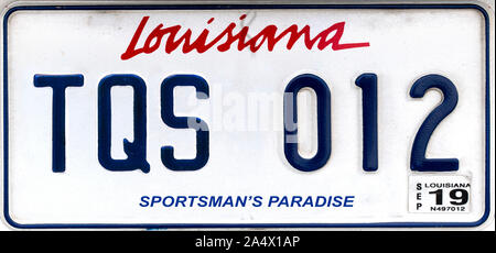 Louisiana Nummernschild, USA Stockfoto