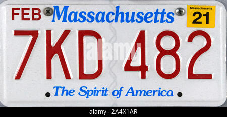 Massachusetts Nummernschild, USA Stockfoto