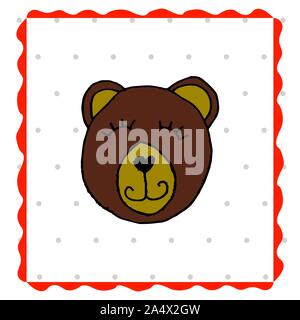 Bunte tierischen Freunde Sammlung einschließlich Hund, Katze, Giraffe, Bär, Löwe, Hase. Cute Hand gezeichnet Doodles. Gut für Poster, Aufkleber, Karten, Alphabet Stock Vektor