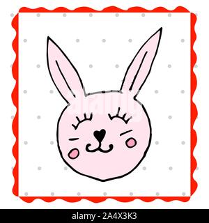 Bunte tierischen Freunde Sammlung einschließlich Hund, Katze, Giraffe, Bär, Löwe, Hase. Cute Hand gezeichnet Doodles. Gut für Poster, Aufkleber, Karten, Alphabet Stock Vektor