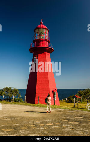 Von Taulane Leuchtturm La Martre, Quebec, CA Stockfoto