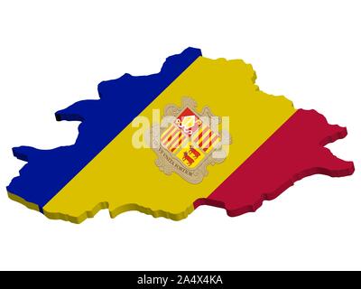 3D-Karte und Flagge Andorra. Vector Illustration eps 10. Stock Vektor