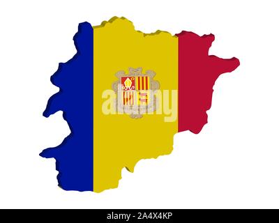 3D-Karte und Flagge Andorra. Vector Illustration eps 10. Stock Vektor