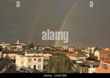 Double Rainbow, Cuenca, Ecuador Stockfoto