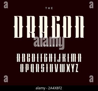 Groß und Fett mit Serifen und Ausschnitte. Tattoo Style Alphabet. Vektorschrift für Alkohol, Tattoo, Musik, Kunst, Monogramm, Poster, Gothic Stock Vektor