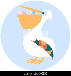 Cute pelican Vektor Cartoon Illustration. Wild Zoo Tier Symbol. Adorable Vogel kindischen Charakter. Einfache flache Design Element für Kinder. Gut für sticke Stock Vektor