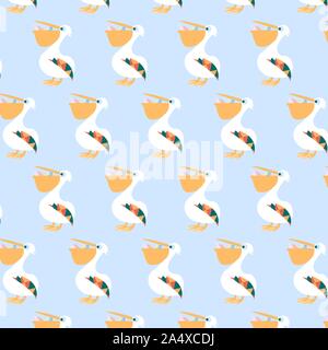 Cute pelican Vektor Cartoon Illustration. Wild Zoo Tier Symbol. Adorable Vogel kindischen Charakter. Einfache flache Design Element für Kinder. Gut für sticke Stock Vektor