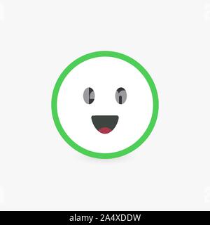 Happy Face, ausgezeichnet vom Kunden überprüft und emotionale Bewertung von Waren oder Dienstleistungen Qualität. Runde vektor Icon mit helle grüne Kontur, Flachbild Emoticon Stock Vektor