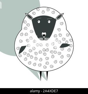 Süß lächelnd Schafe vektor Cartoon Illustration. Wild Zoo Tier Charakter. Flauschige adorable Haustier suchen gerade. Wald Fauna kindisch Zeichen. Sim-Karte Stock Vektor