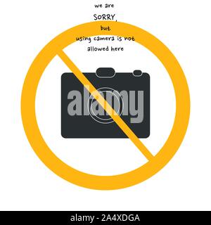 Vektor höflich nicht erlaubt Zeichen auf weißem Hintergrund mit gelben Kreis. Abbildung: im Café, Restaurant. Stock Vektor