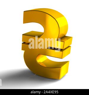 Ukraine Hryvnia Currency Zeichen Symbole Farbe Gold, 3D-Rendering auf weißem Hintergrund Stockfoto