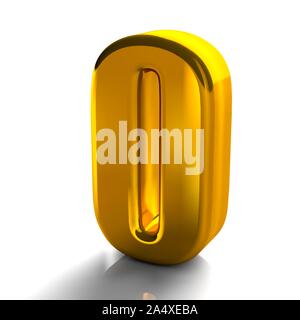 3d-glänzenden Goldenen Zahl 0 eine Sammlung, hochwertige 3D-Render isoliert auf weißem Stockfoto