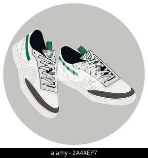 Sneakers vektor Cartoon Illustration. Auf weiß isoliert. Einfache flache Design Element für Buch, Aufkleber, Magazin. Sport Stiefel logo, Plakat, Postkarte, f Stock Vektor