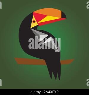 Cute toucan Vektor Cartoon Illustration. Wild Zoo Tier Charakter. Adorable Vogelwelt kindisch Zeichen. Einfache flache Design Element für Kinder Stock Vektor