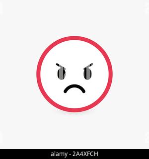 Böse, schlechte Kunden zu überprüfen und die emotionale Bewertung von Waren oder Dienstleistungen Qualität. Harte runde Vektor Icon mit leuchtend rote Kontur, Flachbild Emoticon Stock Vektor