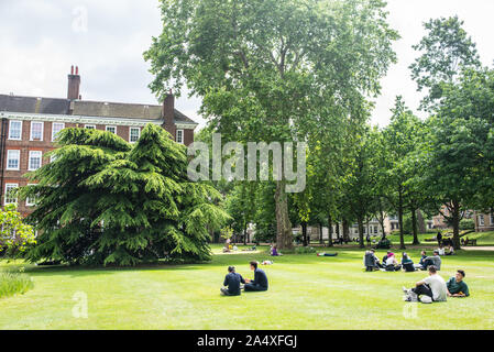 Gray's Inn Spaziergänge Gärten. Leute genießen Gray's Inn Fields Park im Sommer. Holborn, London, UK Stockfoto