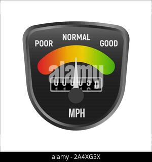 Isolierte tachoskala Logo. Business Performance messen Abbildung. Armaturenbrett Ausrüstung Vektor icon. Fähigkeiten m Grafik Design, Vektor Stock Vektor