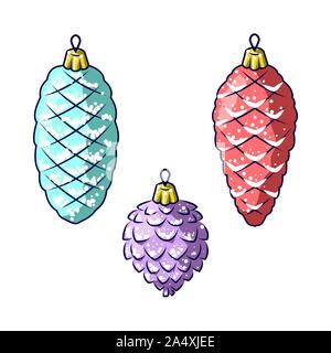 Christbaumschmuck auf weißem Hintergrund vector Abbildung isoliert. Stock Vektor