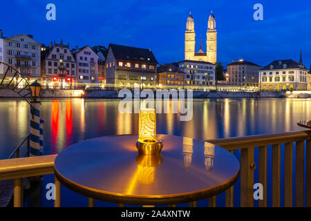 Grossmünster churche in Zürich, Schweiz Stockfoto