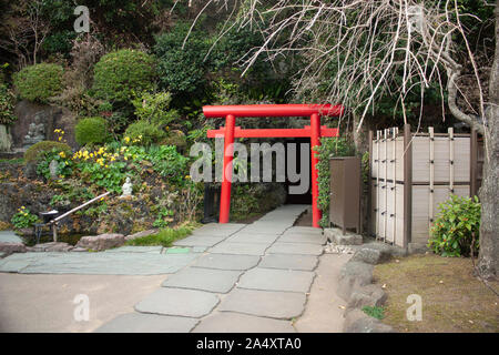 Japanische Torri ist der Eingang zu einem dunklen unterirdischen Höhle Stockfoto