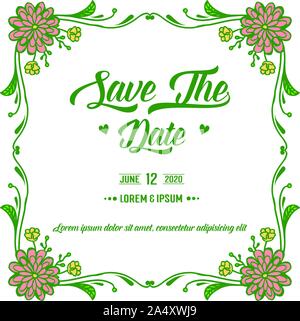 Schriftzug Datum speichern, mit Muster von Vintage bunte Blume Rahmen. Vektor Stock Vektor
