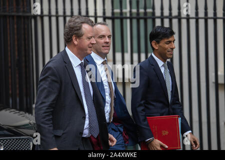 16. Oktober 2019, Minister der Ankunft in Nummer 10 Downing Street, Westminster, London. Stockfoto