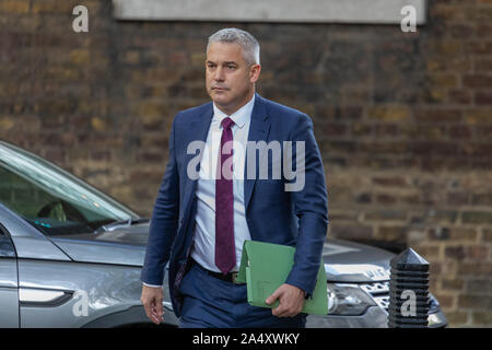 16. Oktober 2019, Minister der Ankunft in Nummer 10 Downing Street, Westminster, London. Stockfoto