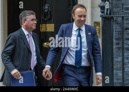 16. Oktober 2019, Minister der Ankunft in Nummer 10 Downing Street, Westminster, London. Stockfoto