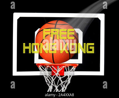Kostenlose Hong Kong Unabhängigkeitsbewegung mit Basketball. Stockfoto