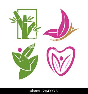 Nature Spa Logo Design Symbol vektor Vorlage festlegen Stock Vektor