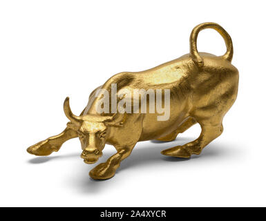 Gold Stier Statue isoliert auf weißem Hintergrund. Stockfoto