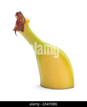 Banane in der Hälfte isoliert auf weißem Hintergrund. Stockfoto