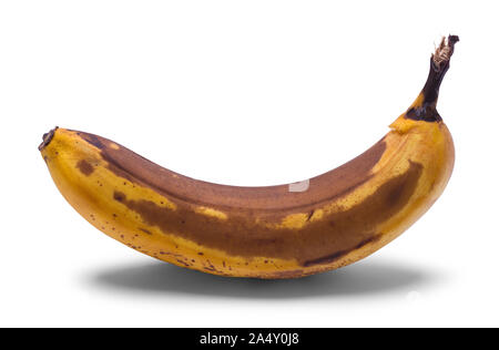 Alte braune Bananen Seitenansicht isoliert auf weißem Hintergrund. Stockfoto