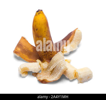 Alte Smushed Banane isoliert auf weißem Hintergrund. Stockfoto