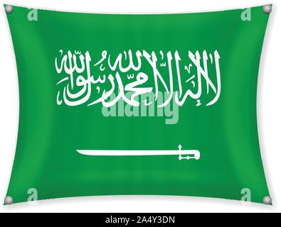 Winkende Saudi-arabien Flagge auf einem weißen Hintergrund. Stock Vektor