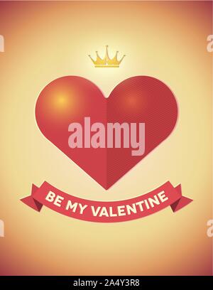 Vintage Valentines Tag Karte mit Herz Stock Vektor