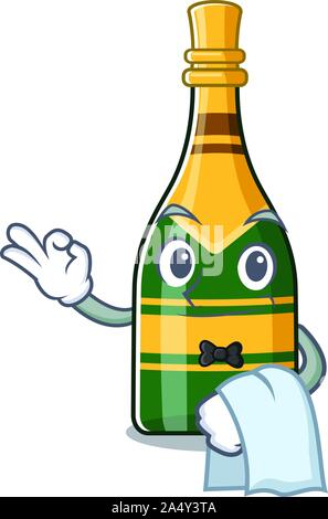 Kellner Flasche Champagner im Kühlschrank Stock Vektor