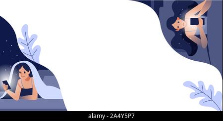 Online Kommunikation Freundinnen über das Internet. Landing Page Template. Moderne Wohnung Konzept für Web Design. Vector Abbildung kann für die Landung verwenden Stock Vektor