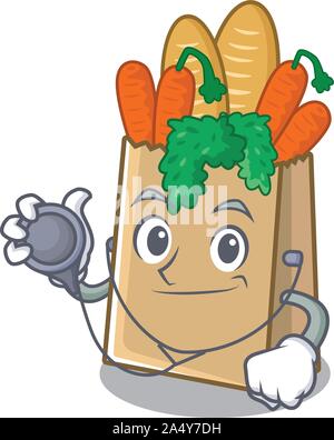 Arzt grocery Bag mit dem Maskottchen Form Stock Vektor