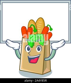 Die Platine grocery Bag mit dem Maskottchen Form Stock Vektor